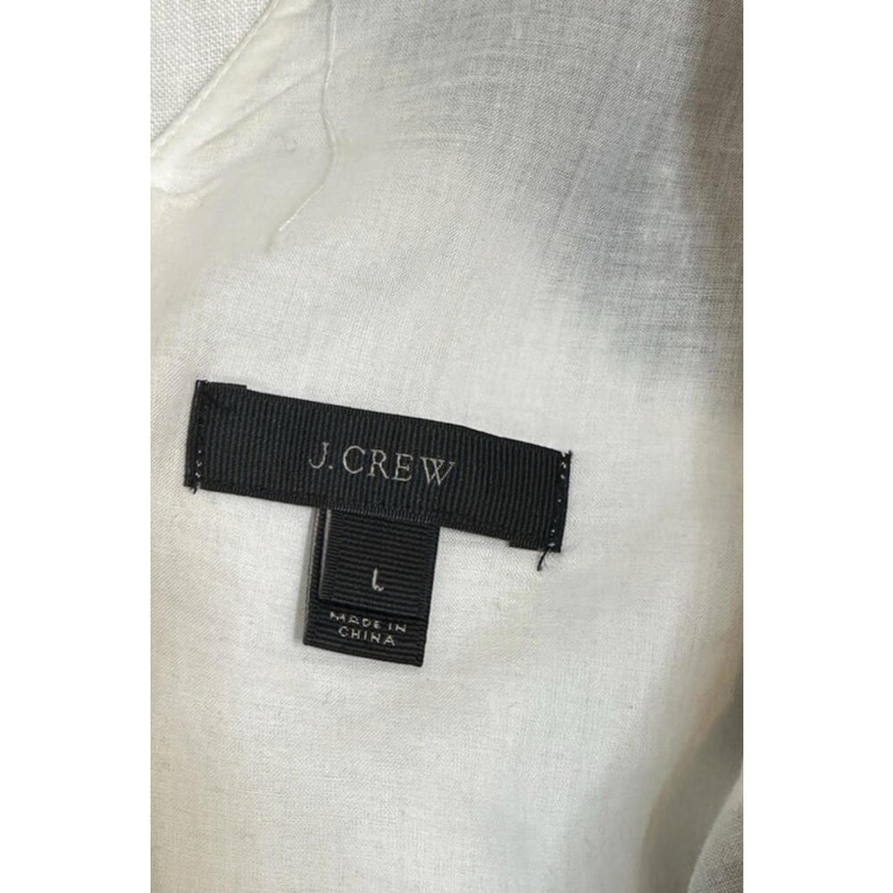J Crew Linen A Line Shift Dress L Flutter Sleeve Lined Black White Knee Length - Picture 7 of 9